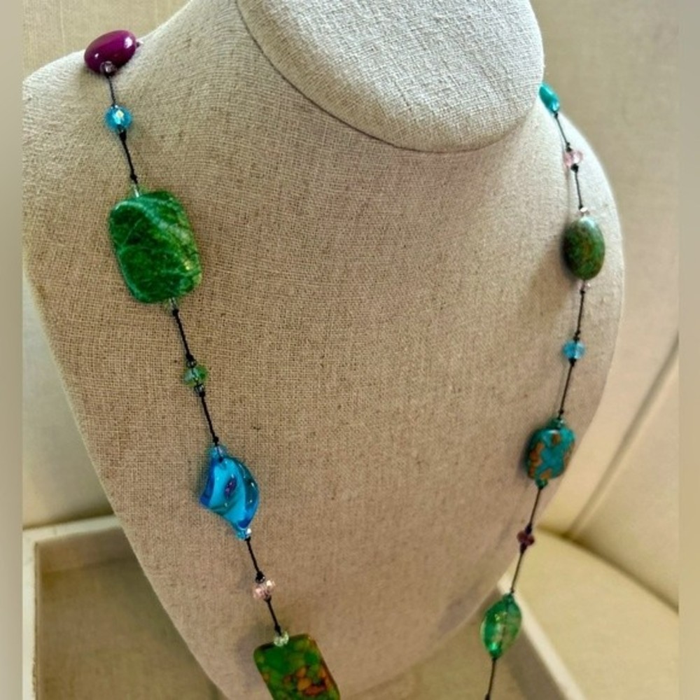 Premier Designs long necklace multi stone and multi color